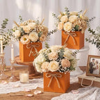 12 Pack Galvanized Square Vases with Floral Foam 3.5 Inch, Orange - Image 4