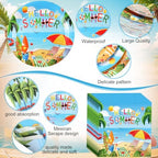 Funnymoom 452 Pcs Hello Summer Plates and Napkins Beach Party Supplies for 50, Summer Beach Cup Tablecloth Cutlery Disposable Tableware for Hawaiian Tropical Luau Ocean Pool Birthday Party Decoration - Image 3