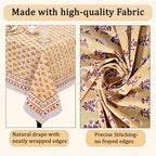 Ridhi Amber Marigold Hand Block Print Cotton Rectangle Tablecloth 60x102 inch Reusable Table Cover Decorative Everyday Use for Dining Room, Farmhouse, Home Gift for Spring, Summer - Image 6
