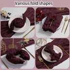 LZY 60 Pack Gauze Cheesecloth Napkins 20x20 Inch Dinner Cloth Napkins, Soft Boho Table Napkins Rustic Wrinkled Cheese Cloth Napkins Bulk for Wedding Party Baby Shower Event Decor (Burgundy) - Image 5