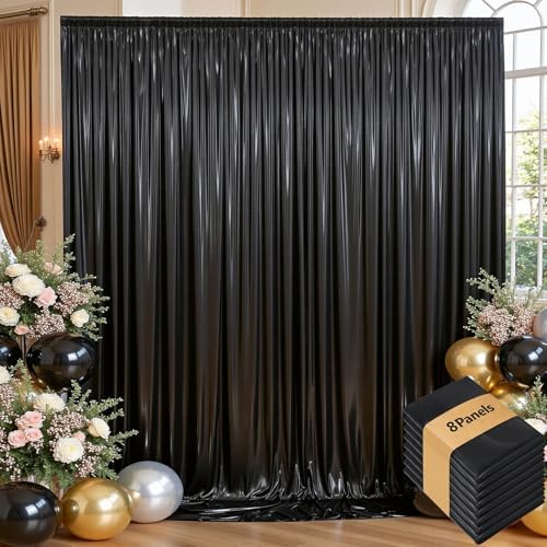 40ftx10ft Shimmer Black Sequin Backdrop Curtain for Parties, Thick Wrinkle Free Glitter Backdrop Drapes Photo Back Drop Curtains for Birthday Wedding Halloween Photography Background-8 Panels 5x10ft by LeegleriTableSkirt