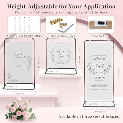 Adjustable Sign Holder, Heavy‑Duty Easel Stand, Wedding Sign Stand forWedding, Birthday, Baby Shower Events(Black M ) - Image 3