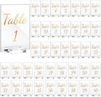 Tuanse 40 Pack Gold Acrylic Wedding Table Numbers 1-40 Clear Stand with Calligraphy Holders - 5 x 7 Inch Acrylic Table Signs for Wedding Reception Centerpieces by Tuanse