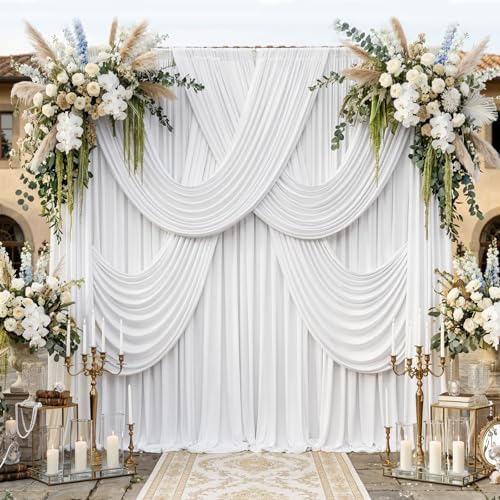 20ftx14ft White Backdrop Curtain for Wedding Parties by PartyVillage