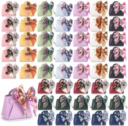 Kacctyen 50 Pack Mini Leather Purse Gift Bags PU Wedding, Multicolor by Kacctyen
