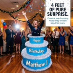 Anderson’s Lifesize Personalized Blue and White Surprise Birthday Pop‑Out Faux Cake, Jumbo Celebration Prop for Milestones, Thmed Parities, Photos, Reveals, and Party Fun - Image 6