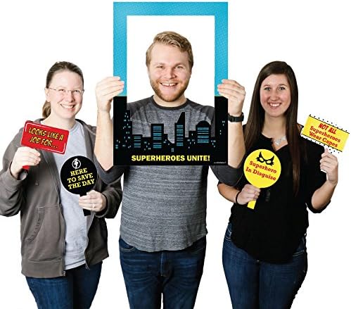 Big Dot of Happiness Bam Superhero - Birthday Party or Baby Shower Selfie Photo Booth Picture Frame and Props - Printed on Sturdy Material - Image 2