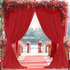 20ft x 10ft Wrinkle Free Red Backdrop Curtains for Parties, 4 Panels 5x10ft Polyester Photo Backdrop Drapes for Weddings Birthday Party Christmas Photography Background Cloth - Image 3