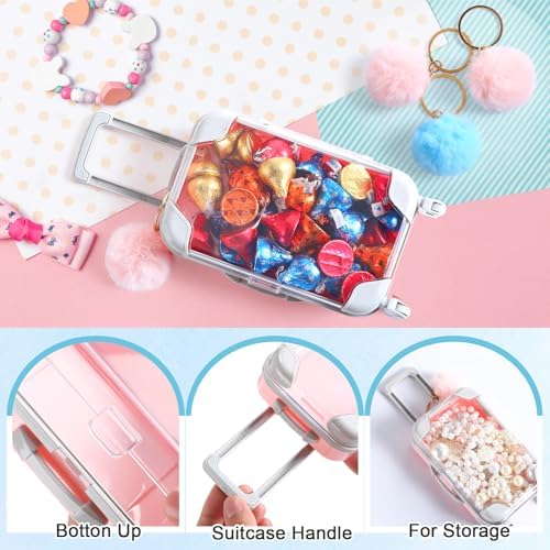 VioraWhite 40 Pcs Mini Suitcase Empty Box and Plush Ball Set, Pink, Blue - Image 3