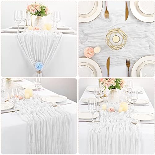 10 Pack Cheesecloth Table Runner 35 x 120 Inch, White - Image 3
