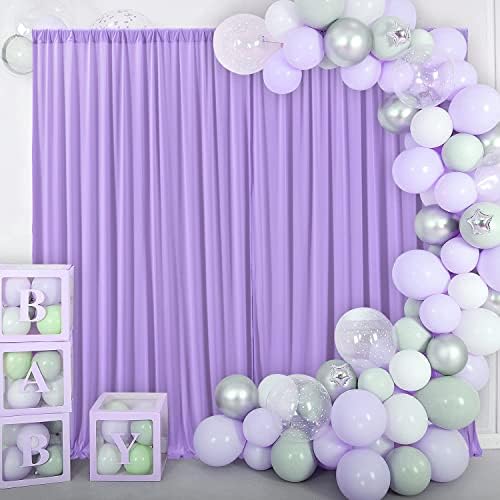 AK TRADING CO. 10 feet x 8 feet IFR Polyester Backdrop Drapes Curtains Panels with Rod Pockets - Wedding Ceremony Party Home Window Decorations - Lavender - Image 5