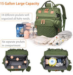 Astro alan Baby Diaper Bags with Changing Station, Waterproof Diaper Bag Backpack for Moms Dads with USB Charging Port, Baby Shower Gifts, Large Capacity diaper backpack, Green - Image 3