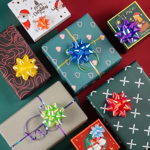 60 Pcs Shiny Christmas Bows & Ribbons for Gift Wrapping, 2 in Mini Gift Wrap Bows for Xmas Decor, Hanukkah, Birthdays, Weddings, Bridal Showers, Baby Showers Occasion (Rainbow Color 60 Pcs Set) - Image 5