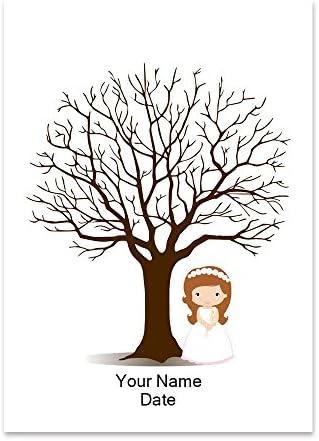 Personalized Guestbook Alternative for Girls Communion Wedding Gift DIY Fingerprint Tree Signature Sign-in Guest Book Wedding Favors Accessories Ready to Hang-80x120cm - Image 2