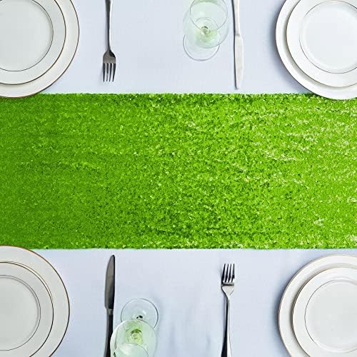 6PCS 12x72 Inch Sequin Table Runner Light Green Glitter Table Runner for Party, Wedding, Bridal Baby Shower, Event Decorations（6PCS, 12x72 Inch, Light Green） - Image 2