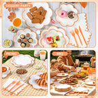 350 Pcs Orange and White Paper Plates and Napkins Set, Serve for 50 Guests - Image 7