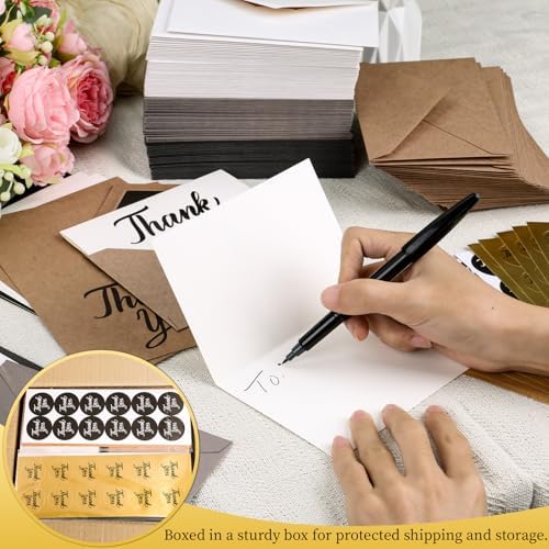 600 PCS Thank You Cards with Envelopes Matching Stickers Thank You Notes Bulk 4x6 Inch Minimalistic Design for Business Baby Shower Wedding Small Business Graduation Bridal Shower Funeral Mixed - Image 5