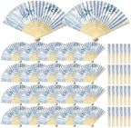 Karenhi 36 Pcs Beach Paper Fans Bulk Blue Coastal Party Folding Hand Fans by Karenhi