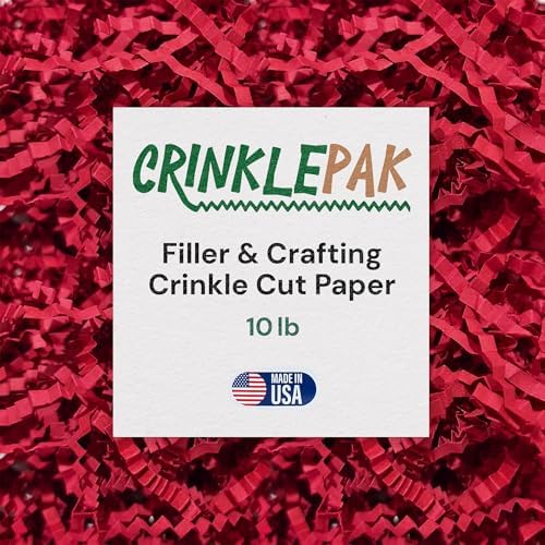 10LB Red Crinkle Cut Paper Filler Gift Wrap USA Made by CrinklePak