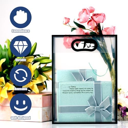 GAWBYET 24 Pcs Clear Plastic Gift Bags with Handles,Black - Image 5