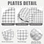 Funnymoom 400 Pcs Gingham Party Supplies for 50 Guests Gray and White Paper Plates and Napkins Knives Spoons Forks Cups Disposable Checkered Dinner Party Set Cutlery for Baby Shower Wedding Favor - Image 2