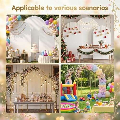 Toolterritary Set of 3 Metal Arch Backdrop Stand with Cover Set, (7.2FT, 6.6FT, 6FT Wedding Arch and Cover Set), Backdrop Arch for Party, Baby Shower, Birthday, and Graduation Ceremony - Image 5