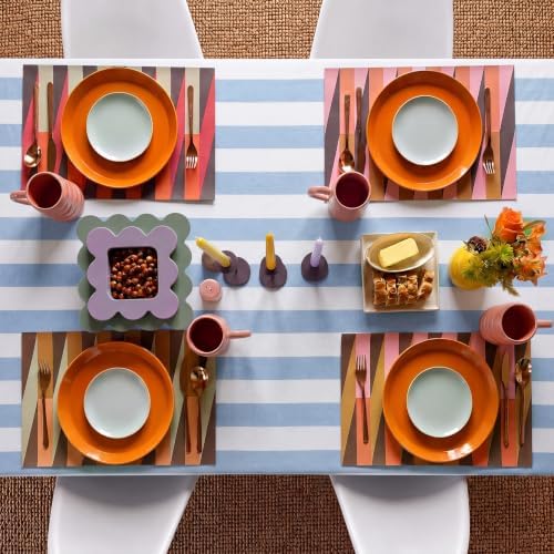 Tudomro Striped Tablecloth, Rectangle, Baby Blue, White, 84'' X 60'' - Image 6