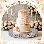Wenqik 18 Inch Silver Cake Stand Set Metal Round Cupcake Dessert Stand with Cake Cutting, Flower Spatula Wedding Cupcake Pastry Display Candy Holder Display for Wedding Party Birthday Baby Shower - Image 6