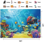 CHAIYA Under The Sea Backdrop Ocean Little Mermaid Backdrop Background for Under The Sea Theme Baby Shower Photo Booth Banner Party Cake Table Decoration 10x8ft - Image 5