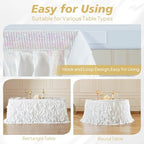 Wish Care 6ft White Sequin Table Skirt for Rectangle Tables Glitter Curly Willow Tutu Skirt Ruffle Table Cloth Desk Skirts for Wedding Birthday Baby Shower Party Banquet Table Skirting Decorations - Image 6