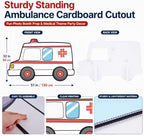 4.3ft Ambulance Cardboard Cutout Photo Booth Props Large Cardboard Plastic Standup Medical Theme Party Decorations for Nurse Appreciation Week Nursing School Graduation Doctor Retirement Events - Image 2