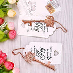 100 PCS Wedding Favors Bottle Opener,Vintage Skeleton Key Bottle Opener,Key Bottle Openers with Escort Tag Cards and Key Chains Wedding Gifts for Guest（Rose Gold） - Image 5