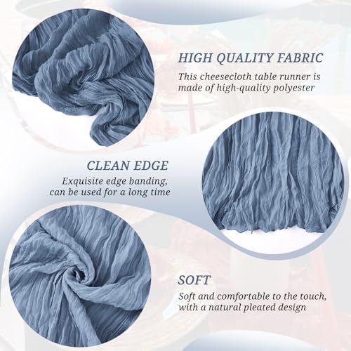 12Pack Dusty Blue Cheesecloth Table Runner 10FT Wedding Party Decor - Image 6