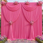 24ftx10ft Wrinkle Free Hot Pink Backdrop Curtain - 10 Feet Photography Backdrop Drapes, Silky Polyester Back Drop Cloth for Wedding Baby Shower Balloon Arch Background by Unknown