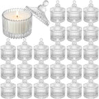 FoldTier 24 Pcs Glass Votive Candle Holders with Lids, 3.62×2.44in by FoldTier