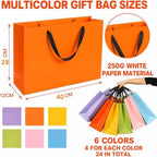 Yesland 24 Pcs Large Gift Bag with Handles, 6 Colors Kraft Paper Party Favors Gift Bag, 15.7 x 4.7 x 11 Inch Rainbow Goodie Bags for Birthday Baby Shower Holiday Wedding Business School Supplies Merchandise - Image 2