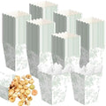 Gueevin 100 Pcs Green Floral Popcorn Boxes with Scalloped for Party 5.5 x 10.5 x 7.5 cm Mini Paper Popcorn Containers Bulk for Wedding Movie Night Decorations Bridal Baby Shower Party Supplies by Gueevin