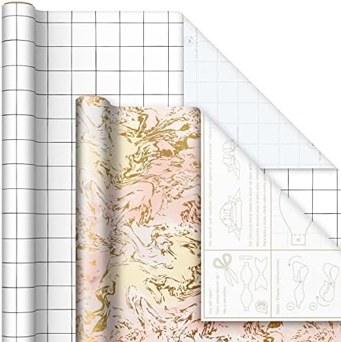 Hallmark Wrapping Paper with Cutlines on Reverse (6 Rolls: 135 Square Feet Total) Pink, Gold, Stripes, Kraft Brown, Black and White Plaid for Birthdays, Baby Showers, Bridal Showers, Mother's Day - Image 5