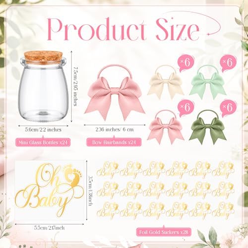 Funnymoom 24 Sets Baby Shower Bottles Favors for Guests Glass 100 ml Milk Jar with Ribbons and Stickers Decorations for Gender Reveal Newborn Centerpiece Party Favor (Soft Pastel,Baby) - Image 3