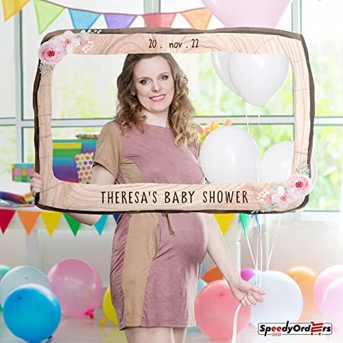 Personalized Baby Shower Photo Booth Frame - Customized Bark Tree Theme Photo Booth Prop - Custom Floral Baby Shower Party Decor (PVC Frame) - Image 2