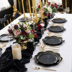 ejonirinjonir 180pcs Double Gold Rim Black Plastic Plates for Birthday - Image 3