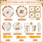 450 Pcs Tableware Set, Serve 50, Orange, Little Cutie Baby Shower - Image 2