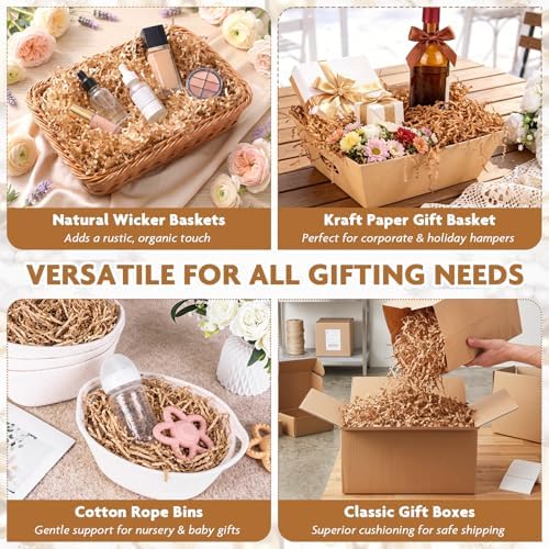 AFOROEOA Crinkle Cut Paper Shred Filler 4.4LB/2KG Bulk, Kraft Brown Paper Gift Basket Filler for Christmas Thanksgiving Halloween Birthday Hamper Packaging, Shredded Paper for Gift Boxes, Kraft - Image 7