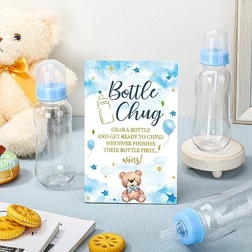 Trelaco 12 Pcs Bear Theme Baby Shower Games Bottle Chug Wooden Sign Set - Image 2