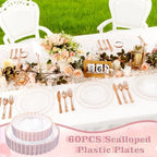 YOUBET 60PCS Rose Gold Plastic Plates for Party Wedding Baby Shower - Image 6