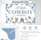 Cowboy Baby Shower Decorations Boy, 274pcs All-in- One Western Baby Shower Decor Pack Plates Tablecloth Cake Topper Balloon Banner, A Little Cowboy is on the Way Backdrop for Babyshower Boy - Image 5
