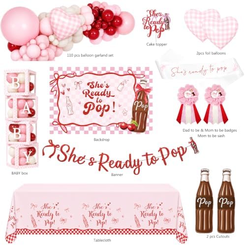 She’s Ready to Pop Baby Shower Decorations, Soda Pop Baby Shower Party Decor - Image 2