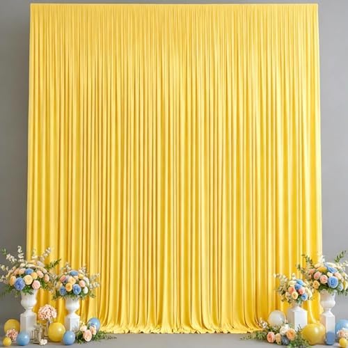 10x10FT Backdrop Curtains with Rod Pockets - Wrinkle Free Photo Stage Backdrop 2 Panels Curtains Drapes for Photography Wedding Party Baby Shower Decorations (Yellow) by Unknown