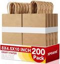 XPCARE Brown Paper Bags with Handles, 200Pcs 8x4.5x10In Kraft Paper Bag by XPCARE
