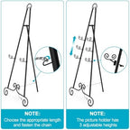 2 Pack Easel Stand for Sign, Heavy Duty Metal Display Stand with Chain Support, Black Height Adjustable Easels for Wedding Sign, Painting, Art - Image 4